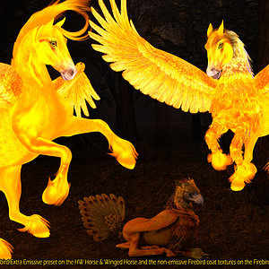 Emissive Winged Horse, Pegasus and Hippogryph