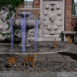Cats In The Garden By Fluffykatt