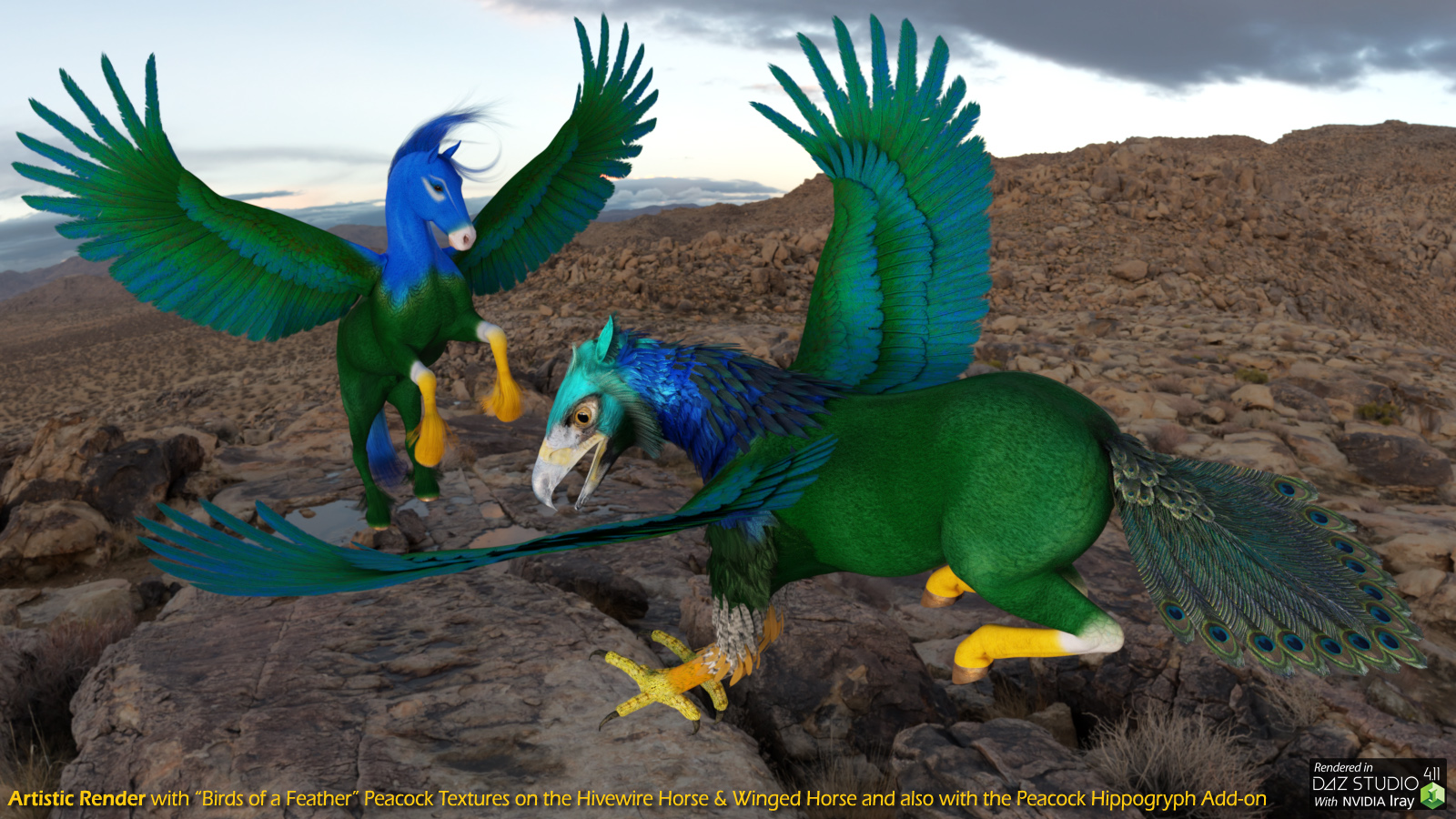 Peacock Winged Horse and Hippogryph