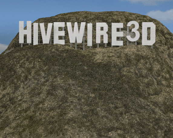 HIVEWIRE SIGN ON MOUNTAIN drone flyby ani.gif