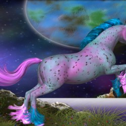 Pink And Blue Space Horse- The Leap