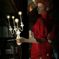 Miss Scarlet in the Library with a Candlestick