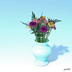 Flowers On Pale Blue By Phd3d