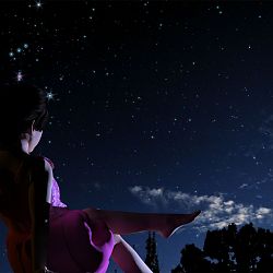 Diva is lost in the stars, gazing at the moonset and watching the night sky.
