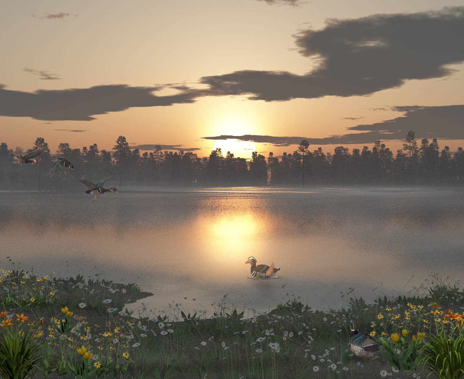 Duck Lake Sunset by cinadisilver