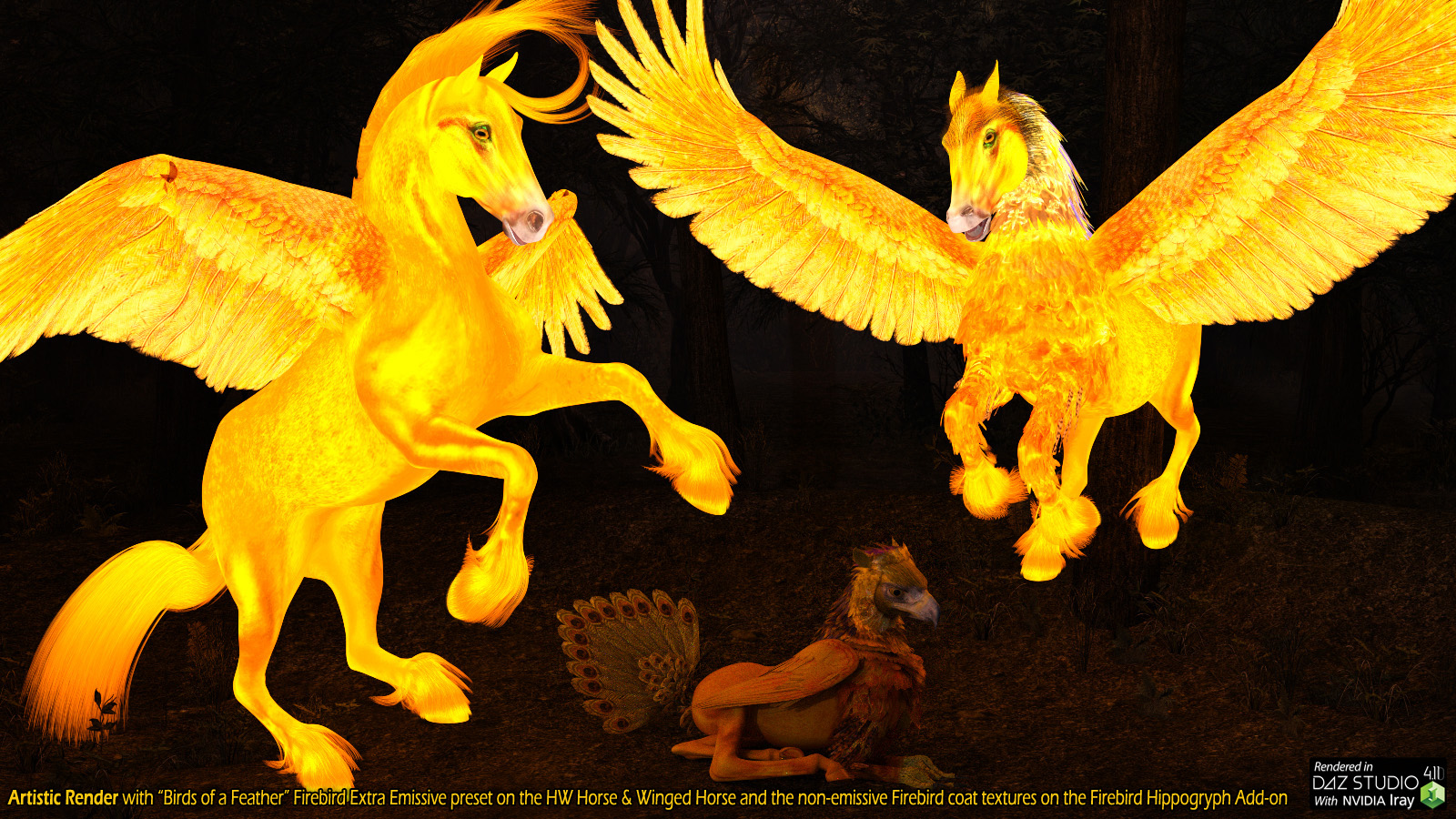 Emissive Winged Horse, Pegasus and Hippogryph