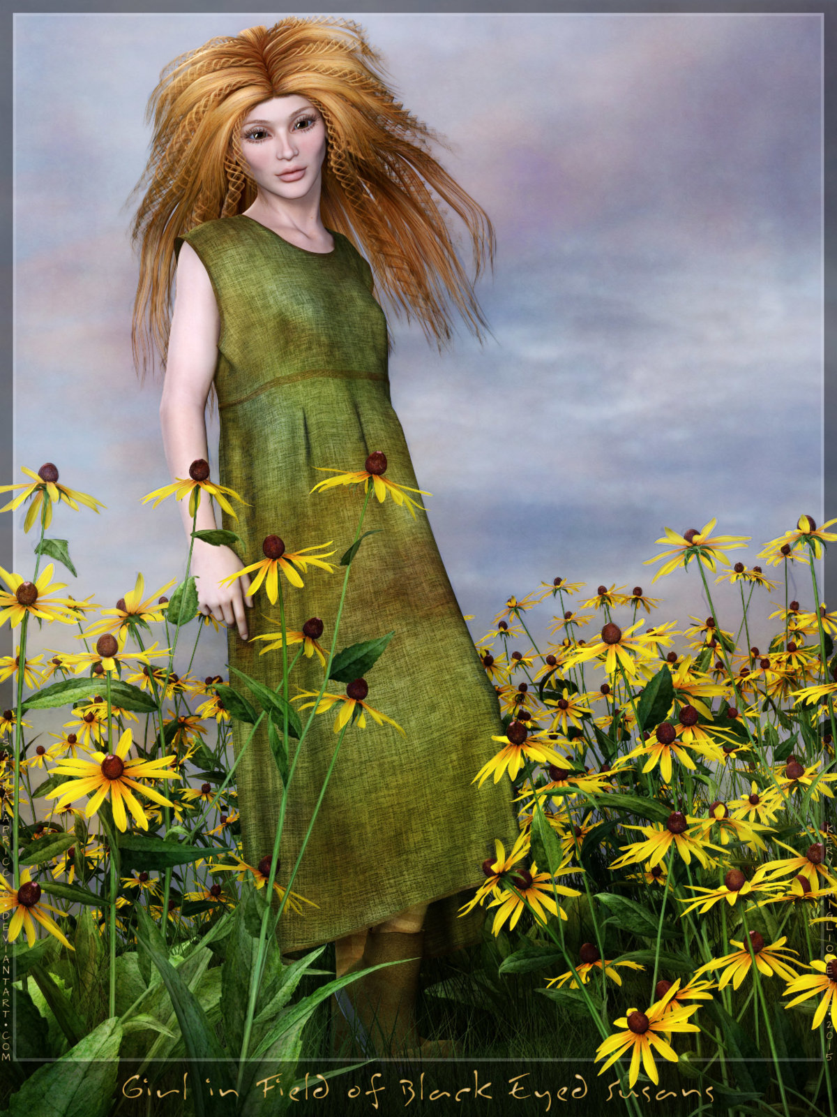 Girl in Field of Black Eyed Susans