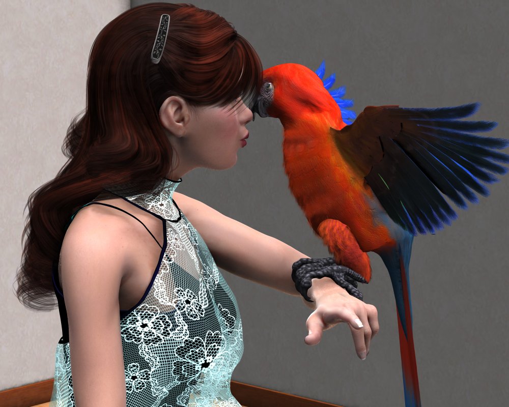 Macaw Kisses By Glitterati3D